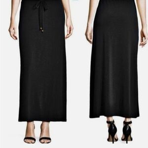 Michael Kors Women's Black Maxi Skirt M Draw String Covencore Witchy